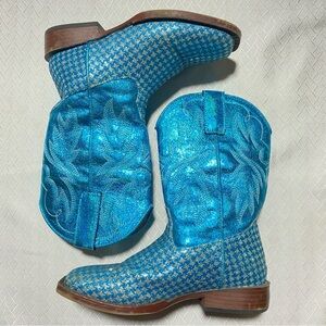 Roper Blue Patterned Heeled Boots